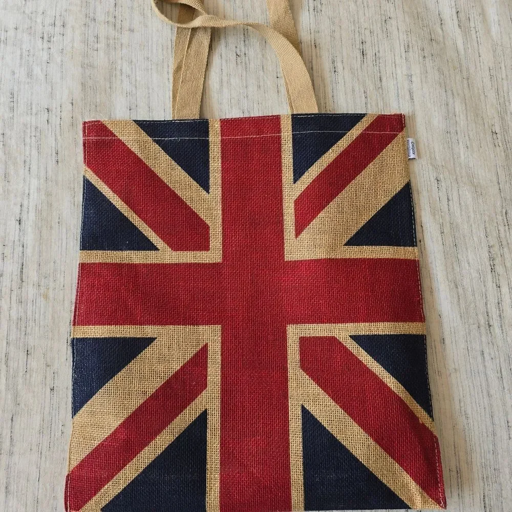 Union Jack Jute Tote Bag